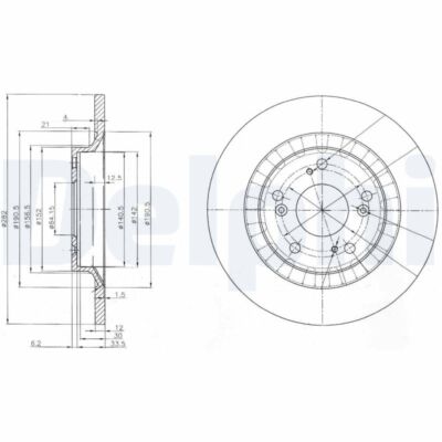 2 x DELPHI BG3795 Bremsscheibe für HONDA