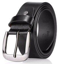 Gürtel Herren Damen Jeans Leder Hosen Rund Schnalle 4 cm Breit Schwarz Braun NEU