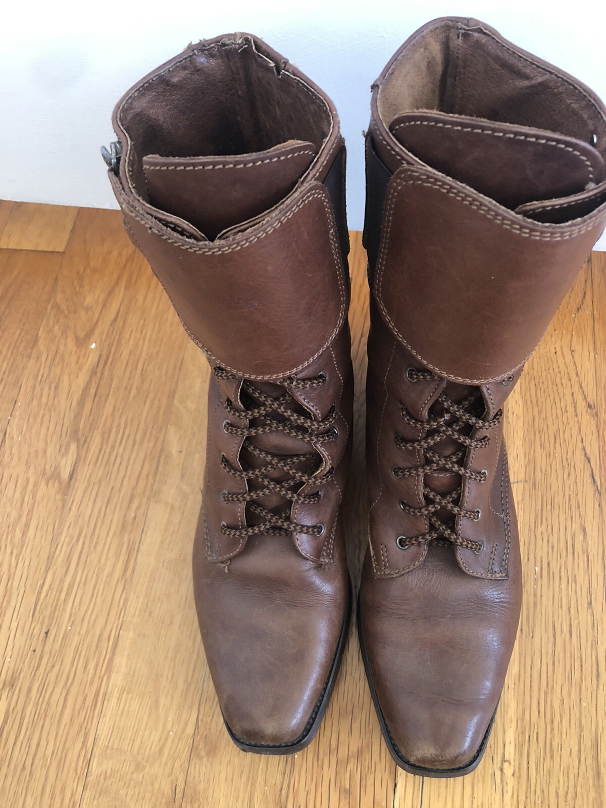 Euroflex Brown Boots Lace Up W/ Monk Strap US Size 6.5/European 39 Made in Italy