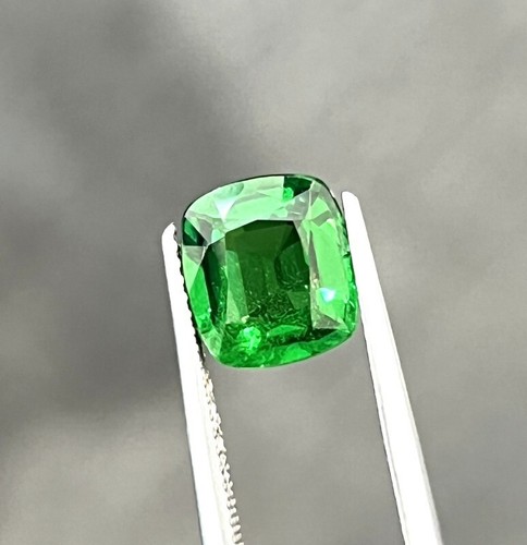 Pierre Précieuse Tsavorite Grenat Vert Naturel 3.67 Carats - Cushion - Certifiée - Origine Kenya