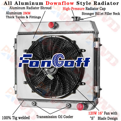 5056 4 Row Radiator+Shroud Fan For 55-1957 Chevy Bel Air/ Del Ray/ 150 210 3.8L