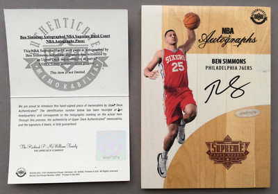 Upper Deck UD Supreme Hard Court Basketball Ben Simmons Auto A-BS