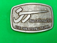 Vintage 1992 Us Olympic Shooting Team Belt Buckle Team Barcelona