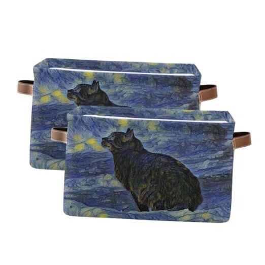 Storage Baskets for Shelves Organizer Baskets with Metal Frame 2 PACK Black Cat-image