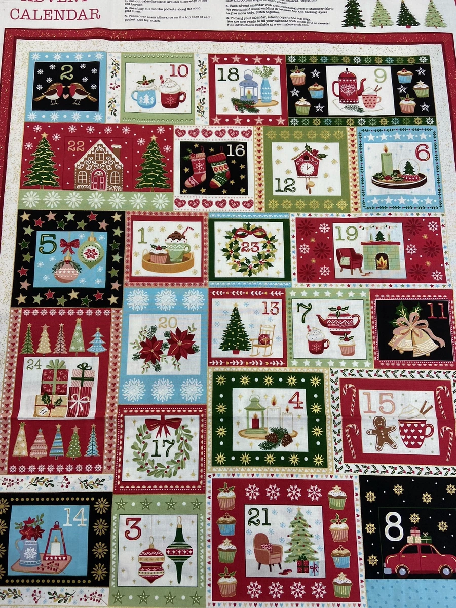 makower-cosy-christmas-pocket-advent-calendar-cotton-fabric-panel-reusable-ebay