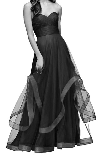 green emerald velvet dress Black Ruffled Tulle Midi Dress, Black / 8
