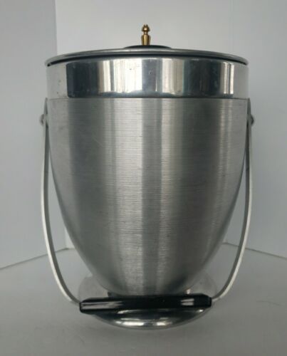 Large Vintage MCM Kromex Atomic Aluminum Ice Bucket Retro Barware - 10" x 8" - Picture 1 of 24