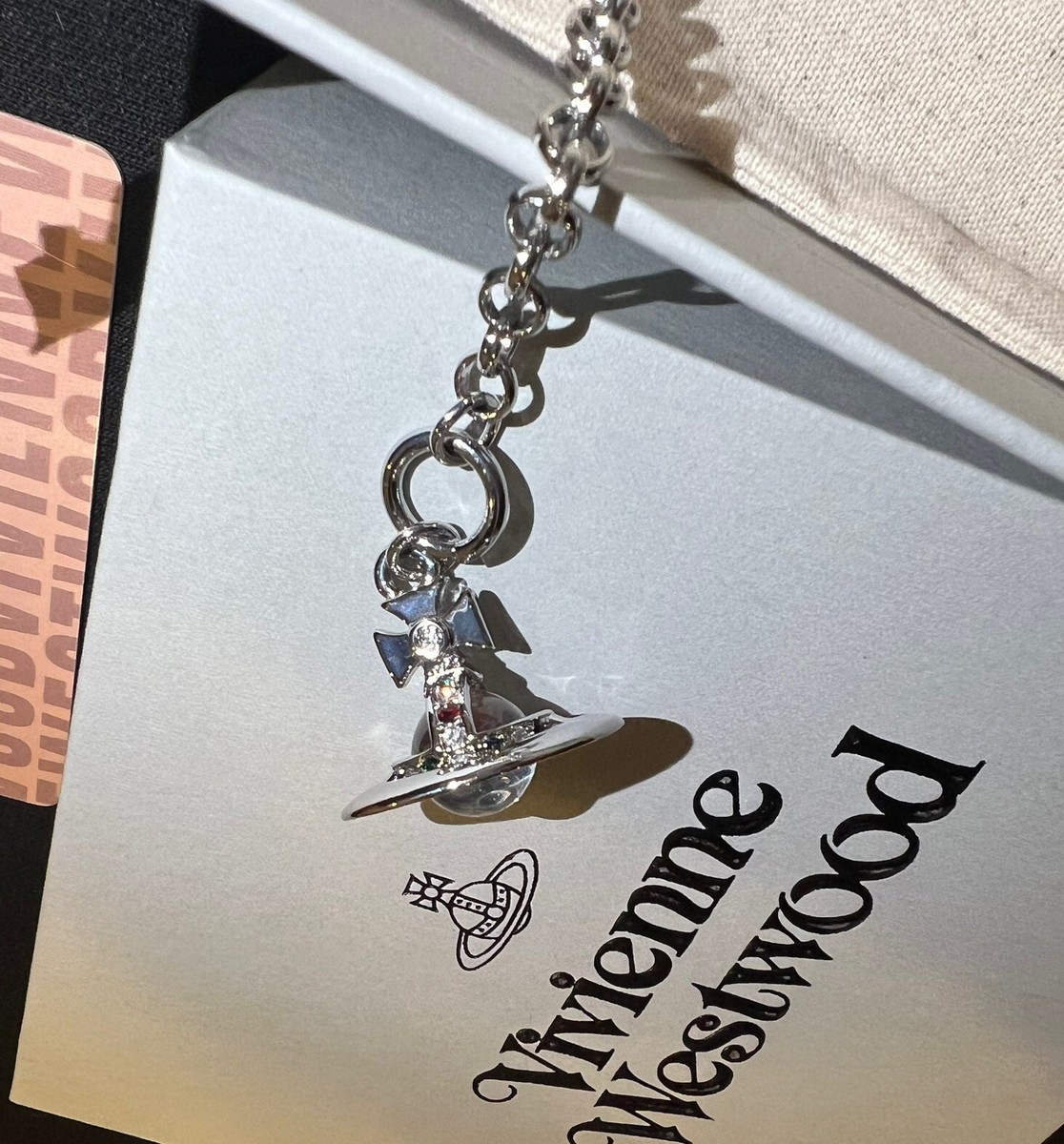 Vivienne Westwood Nana Silver Tone Bracelets With 3D Crystal Orb