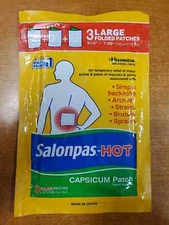 Salonpas-Hot Capsicum Patch 3 Large Patches Exp 7/26 BACK PAIN RELIEF