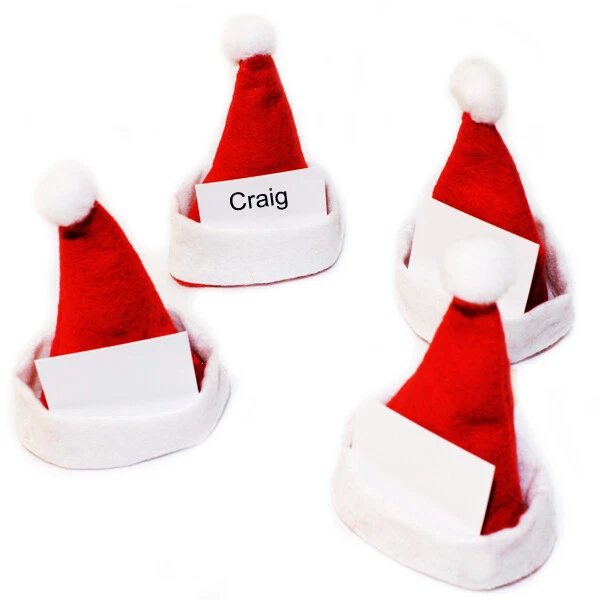 EVELAY LTD 8 x CHRISTMAS Santa Hat Festive Decorations Place Settings Name Cards