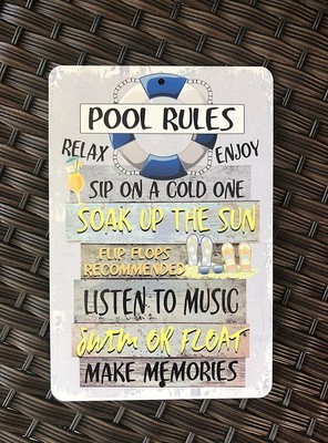 Retro Metal Tin Signs Pool Rules Swimming Pool Plaque Wall Poster