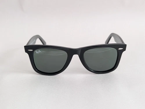 Pre-Owned Ray-Ban Wayfarer RB 2140 901 Black Frame With Green Lens size 50* - Picture 2 of 8