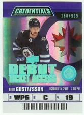 2019-20 UD Credentials David Gustafsson Debut Ticket Access #74 RC 158/999 Jets