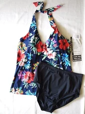 Trimshaper Women's Separates 2 Piece Halter Tankini Set size 16