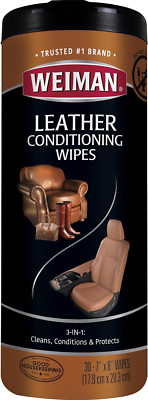 Leather Cleaner & Conditioner Wipes, UV Protection for Couches, Shoes, etc 30 Ct
