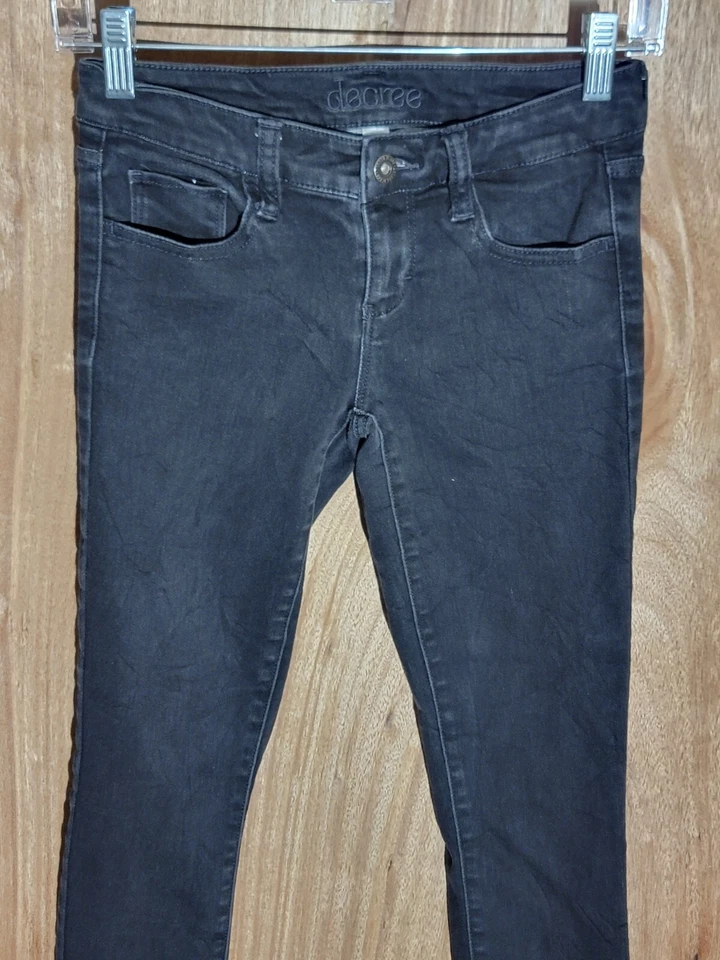 decree Jeans Mujer Talla 1 Ajustado Elástico Bajo Tiro Denim Negro Foto 4 de 4