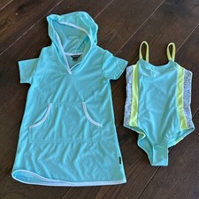 Eddie Bauer Girls 5 Onepiece Swimsuit Coverup NWOT Set Lot