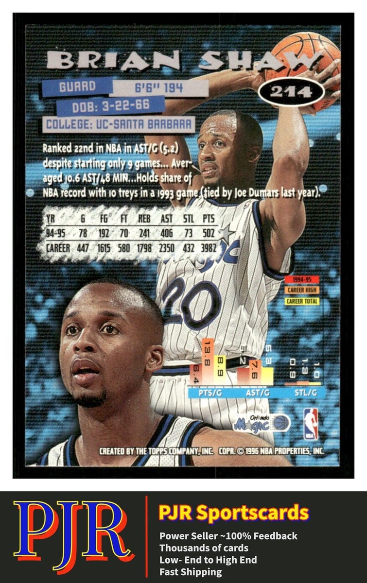 1995-96 Stadium Club #214 Brian Shaw Orlando Magic - Main Image