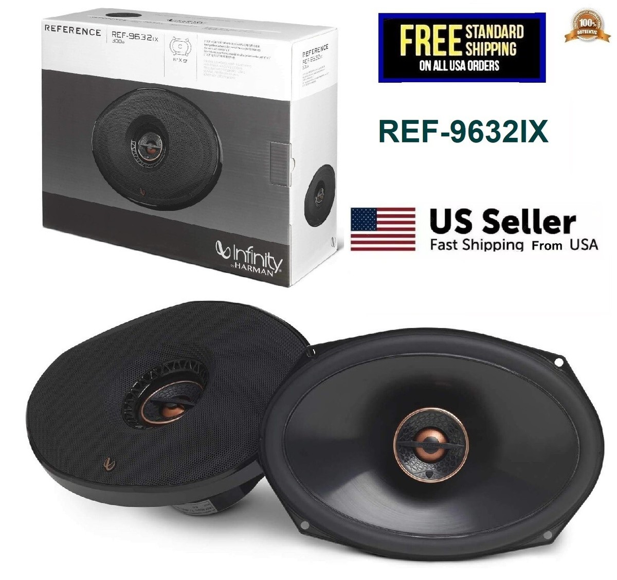 KUP❤️ Infinity Reference 9632IX 2-Way Coaxial Car Speaker, 300W, Pair