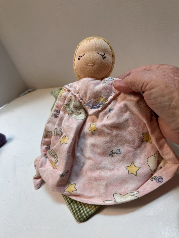 Cobertor de segurança de flanela para boneca de pano Lovey patchwork feito à mão para bebê - Imagem 3 de 4
