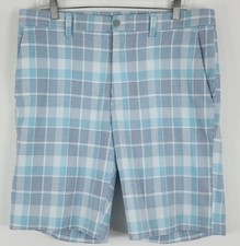 PGA Tour Mens Light Weight Shorts Size 36 Light Blue Plaid