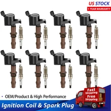 8 Ignition Coils + Iridium Spark Plugs For Ford Expedition Explorer Mustang F150