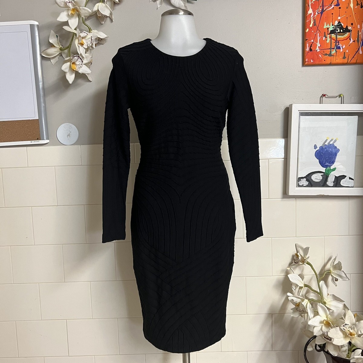 Bebe Women Scoop Neck Cocktail Bodycon Stretchy Long Sleeves Dress Size M |  eBay