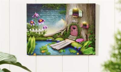 Fairy Tree House Wall Plaque with Sentiment Lights Up 8'' High Timer Function