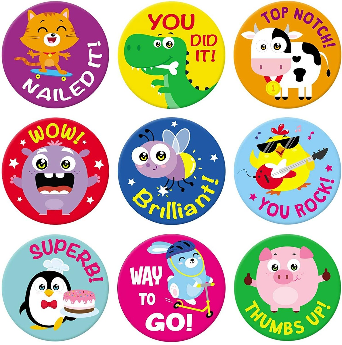 500 Motivational Teacher Stickers - 1.5 Inch Circle Labels For Students & Classroom Rewards-768396