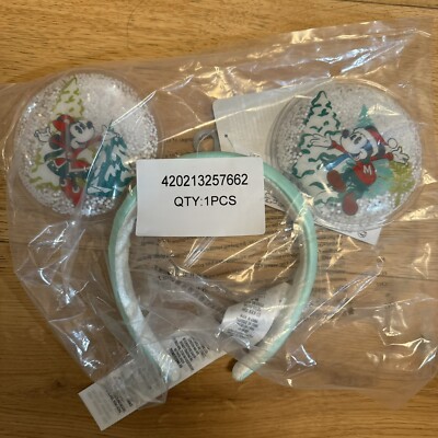 Disney Parks Mickey and Minnie Festive Snow Globe Ears  display picture 1