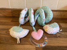 Mothercare Pink Birds Activity pram cot spiral soft toy plush baby toy