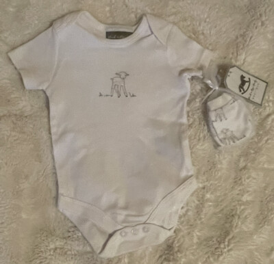 New 3 6 months Rock a Bye Baby Boutique Lamb Bodysuit & mitts no scratch mittens