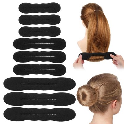 9 Pcs Hair Bun Maker Sponge Hair Buns Shaper Magic Snap Roll Sponge Curler Cl...
