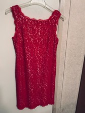 WOMEN'S CLOTHING/ FORMAL/ ADRIANNA PAPELL/ RED FLORAL LACE/ A-LINE/ SIZE 12