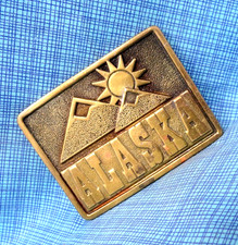 Alaska Belt Buckle Sun Mountains State Vtg 1977 Adezy Denver .NOX973