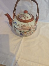 vintage foreign Chinese Old Porcelan Painting Tea Pot�antique�bamboo handle