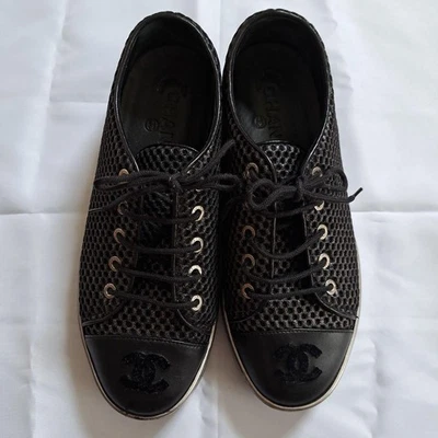 CHANEL COCO MARK Baskets Femme Taille 37 Noir Véritable - Photo 1/4