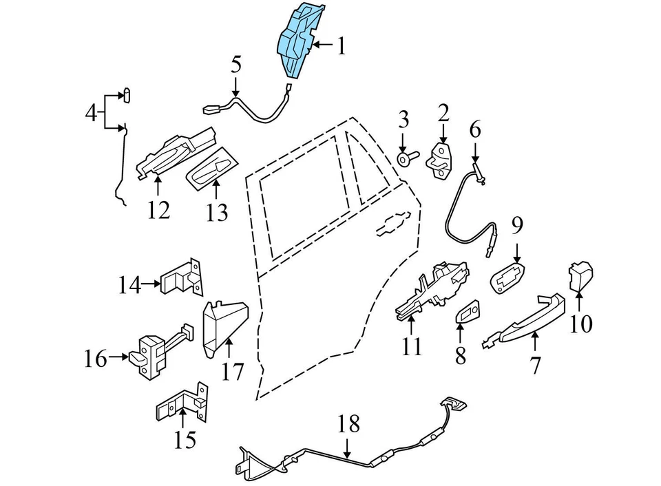 BMW 550I GT XDRIVE 2011-2017 - Pestillo de puerta trasera izquierda / Actuador de bloqueo 7229459 Foto 3 de 4