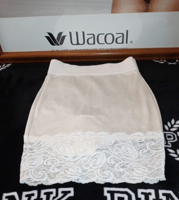 Vintage GLOSSYVANITY FAIR Second Skin Satin Half Slip Attached Panty  Lace USA
