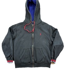 Polo Ralph Lauren Sherpa-Lined Full Zip Hoodie Men's Medium Black Designer Y2K