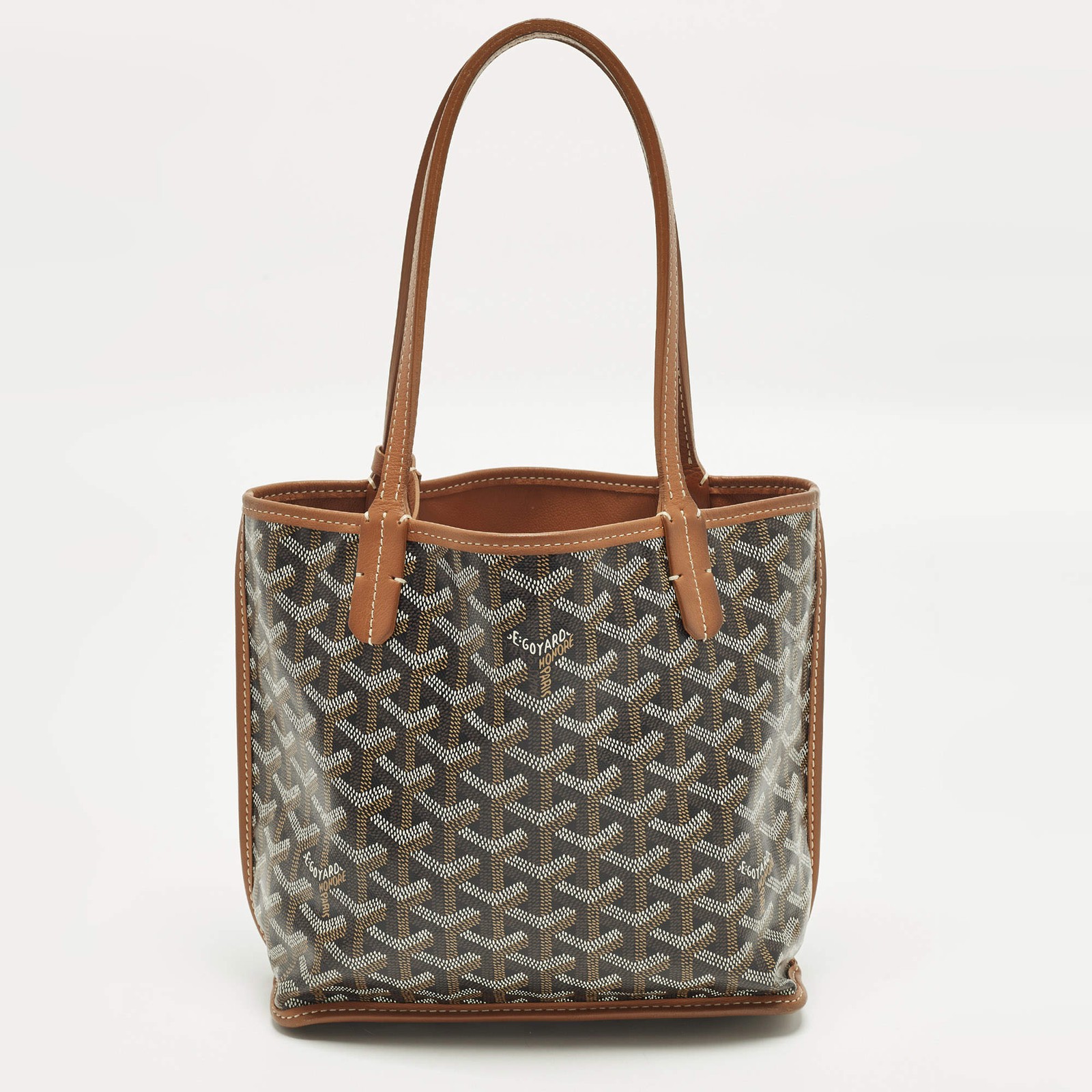 Goyard Anjou Mini Brown Goyardine Coated Canvas Tote
