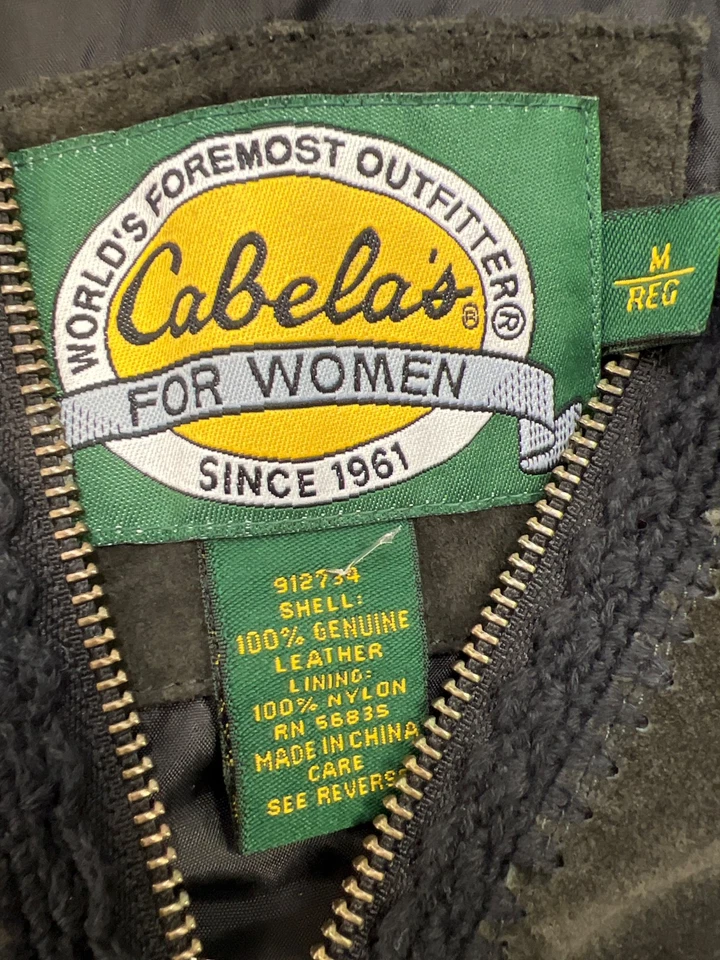 Cabela’s Women’s Dark Gray/Black Suede Crochet Accent Full Zip Jacket - M - Image 3 of 3