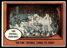 1961 Topps BIG TIME FOOTBALL COMES TO TEXAS #19 HIGHER GRADE NO CREASES