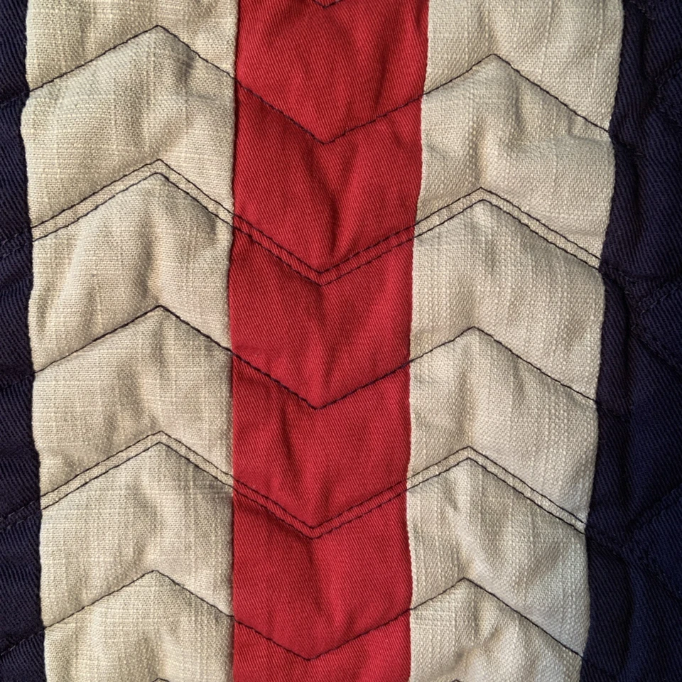 Pottery Barn Teen Quilted Red, Blue & Gray Shevron Striped Standard Sham - Image 3 of 4