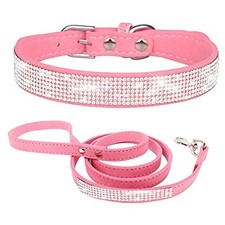 Rhinestone Dog Collar and Leash Set for Small Dogs, Fancy Bling Diamond Cat C...