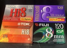TDK Fuji Sony Maxwell 8mm Video Cassette Tapes 120 Min Lot Of 4 New Sealed Blank