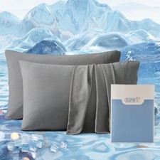 Washed Ultra-Chill Cooling Pillowcase Set of 2 for Hot Sleepers, Crisp and Si...