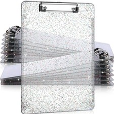 Glenmal 12 Pcs Transparent Plastic Clipboards Bulk Glitter Clipboard Bling St...