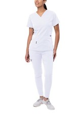 Adar Pro Scrubs Set for Women - Stretch Elevated V-Neck Scrub Top Yoga Jogg...