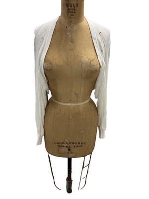 Women Cardigan Viscose Shrug Open Front Knit White M